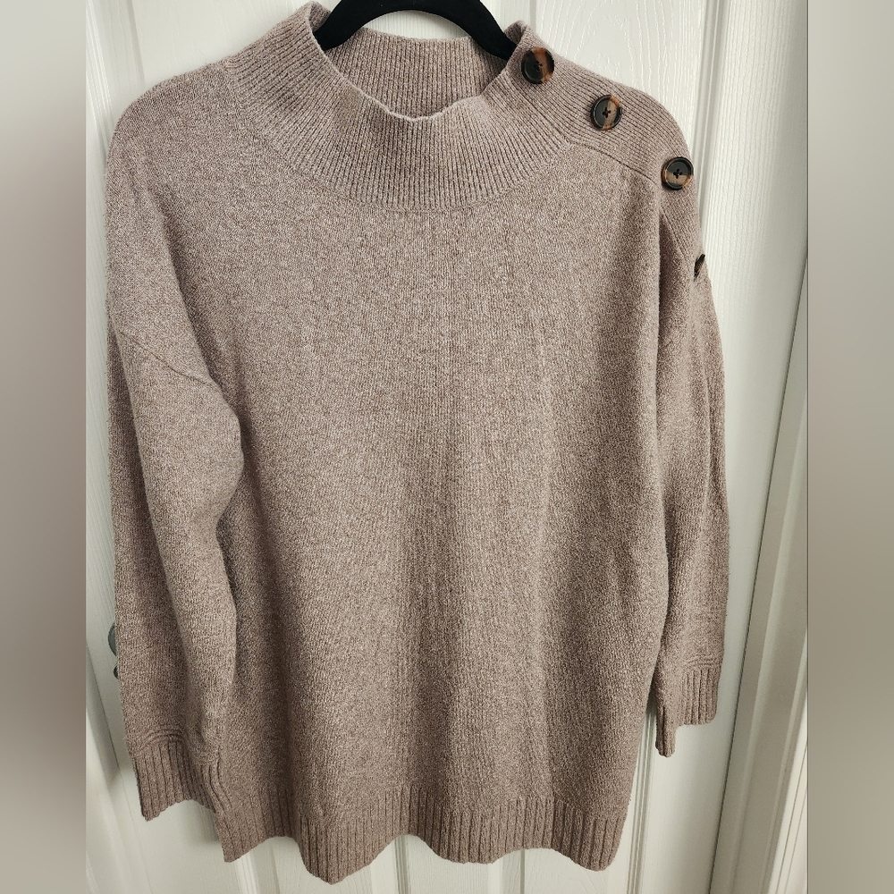 Tan Rose Turtleneck Sweater